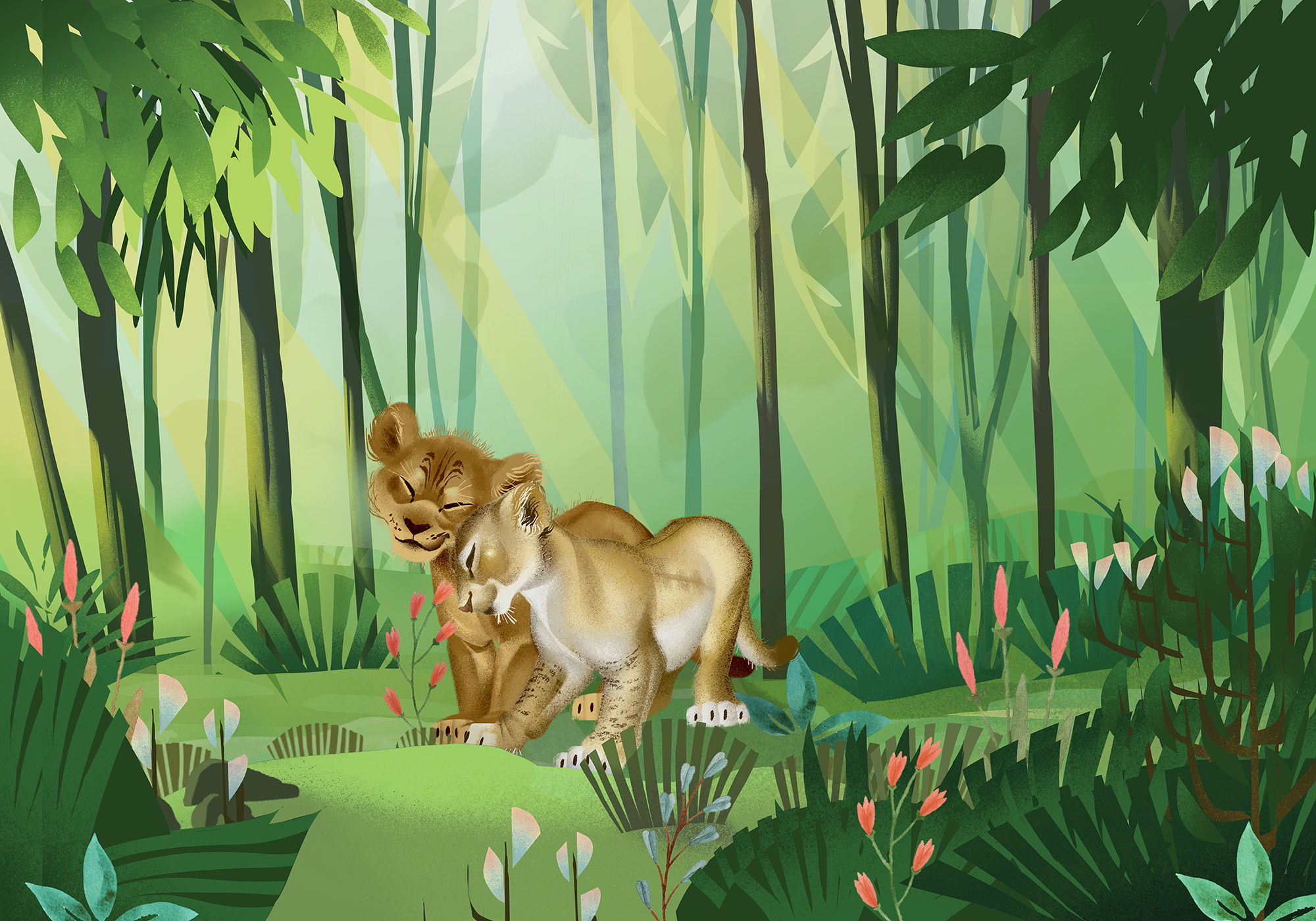 Sticker mural Simba and Nala de Komar®, Disney
