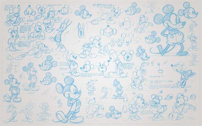 Poster XXL impression numérique Mickey Sketches