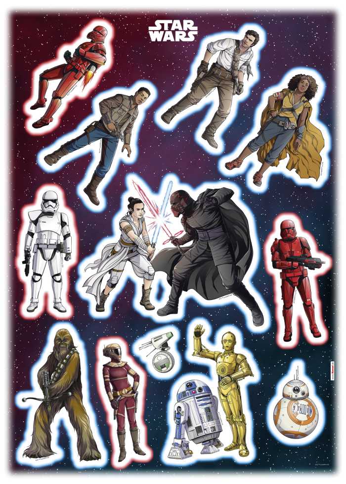 Sticker mural Star Wars Heroes Villains