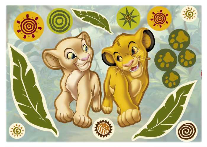 Sticker mural Simba and Nala
