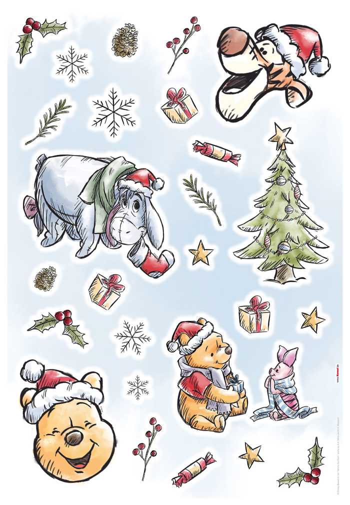 Sticker mural Winnie the Pooh Christmas
