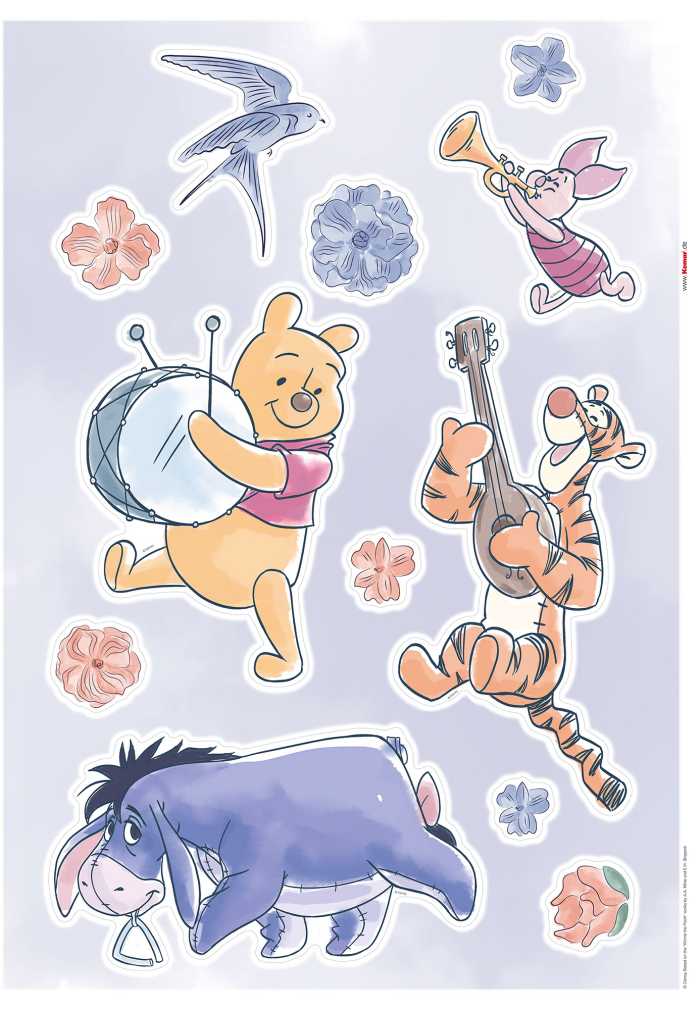 Sticker mural Winnie the Pooh - Flowers & Music