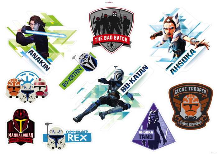Sticker mural Clone Wars Badges