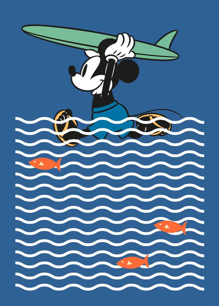 Poster XXL impression numérique Mickey gone Surfin'
