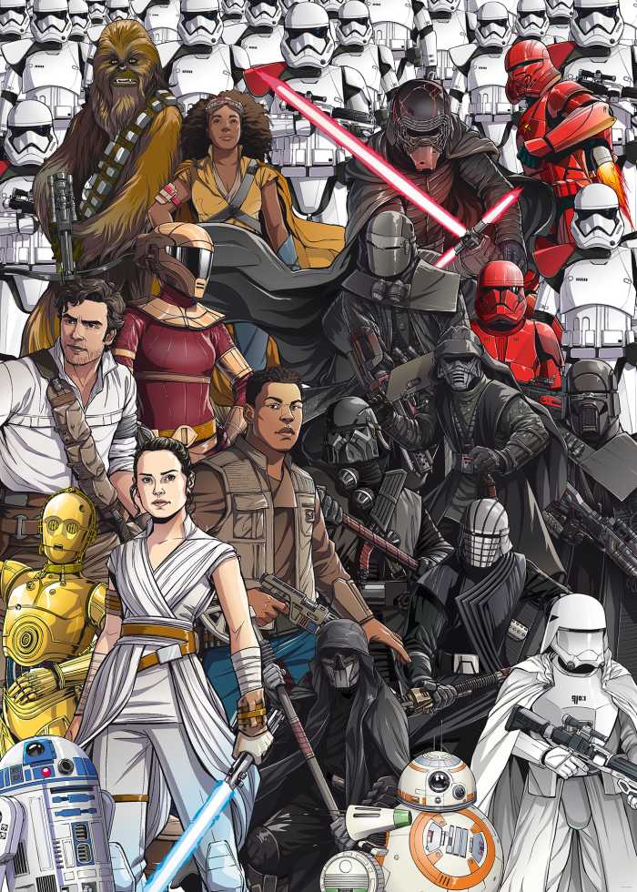 Photo murale intissé impression numérique Star Wars Retro Cartoon