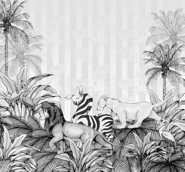 Photo murale intissé impression numérique Lion King Monochrome