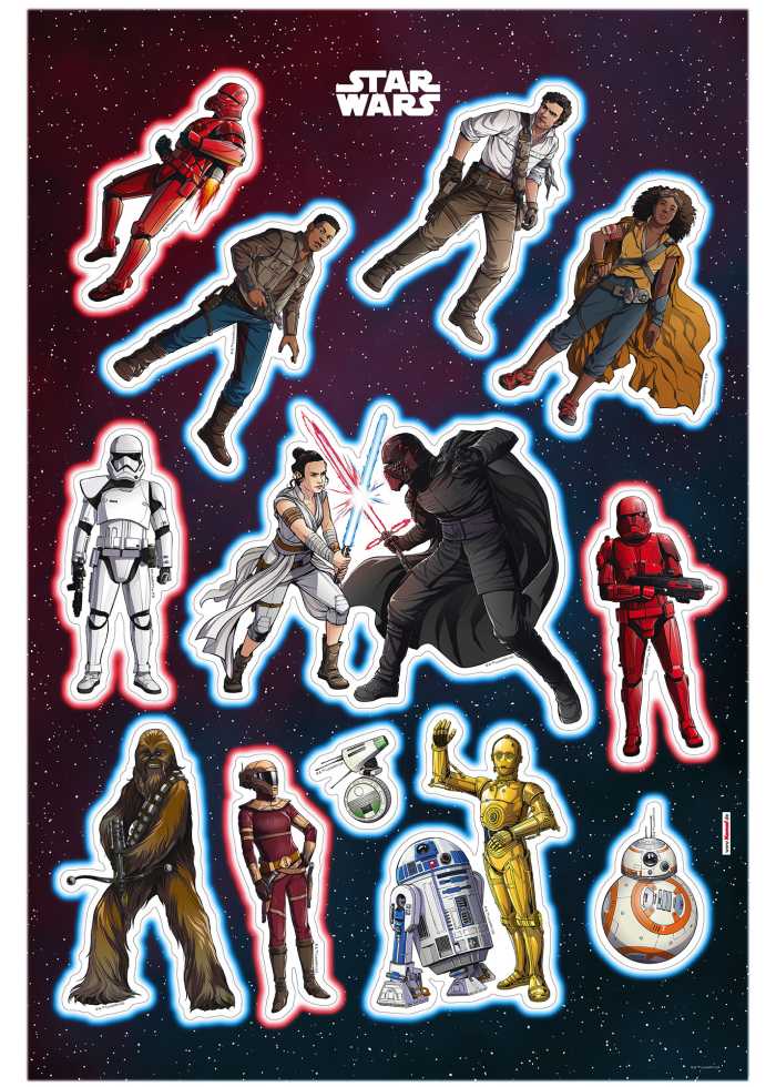 Sticker mural Star Wars Heroes Villains