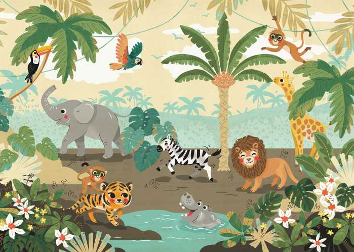 Photo murale intissé impression numérique Baby Safari