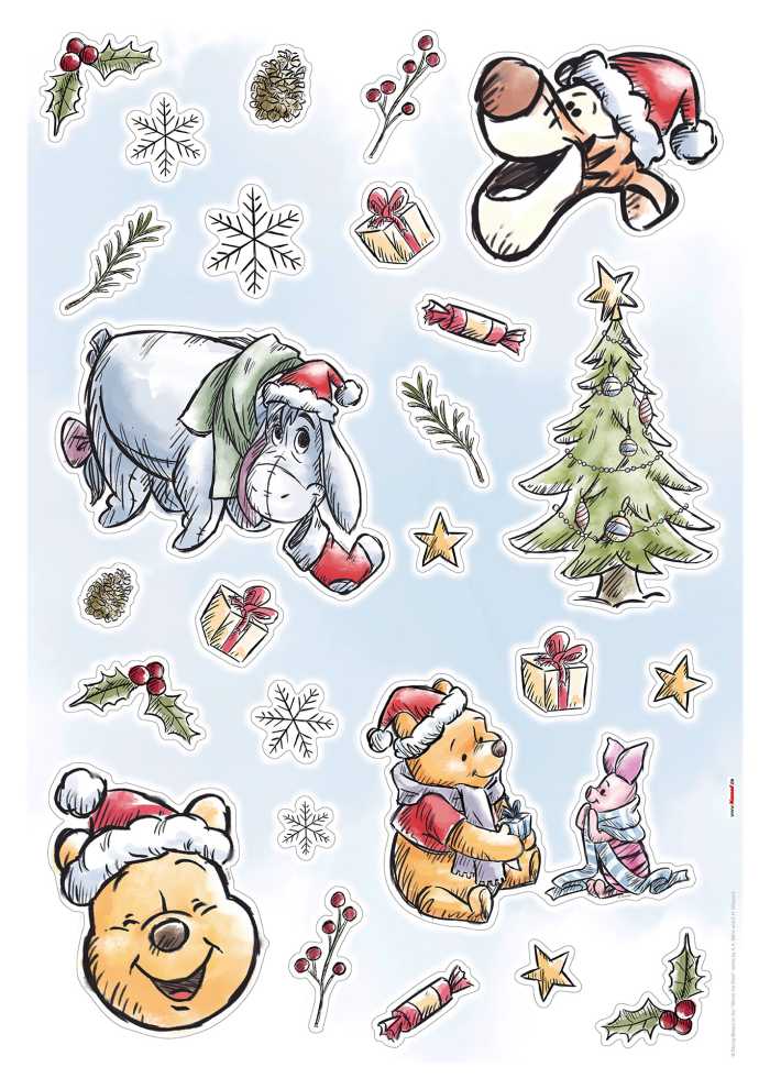 Sticker mural Winnie the Pooh Christmas