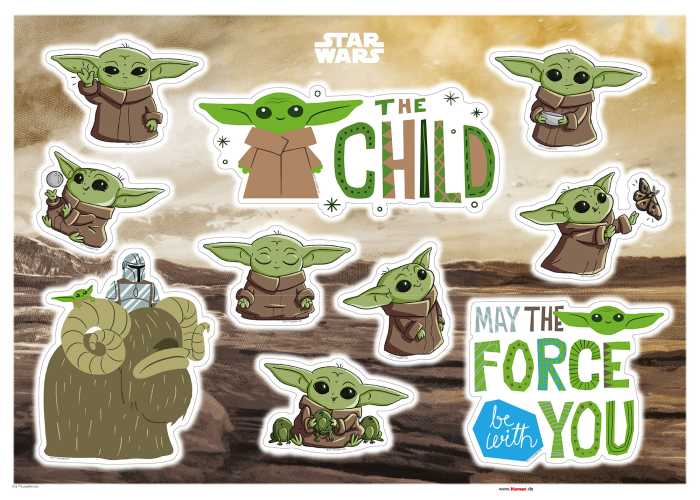 Sticker mural Mandalorian Founding Grogu
