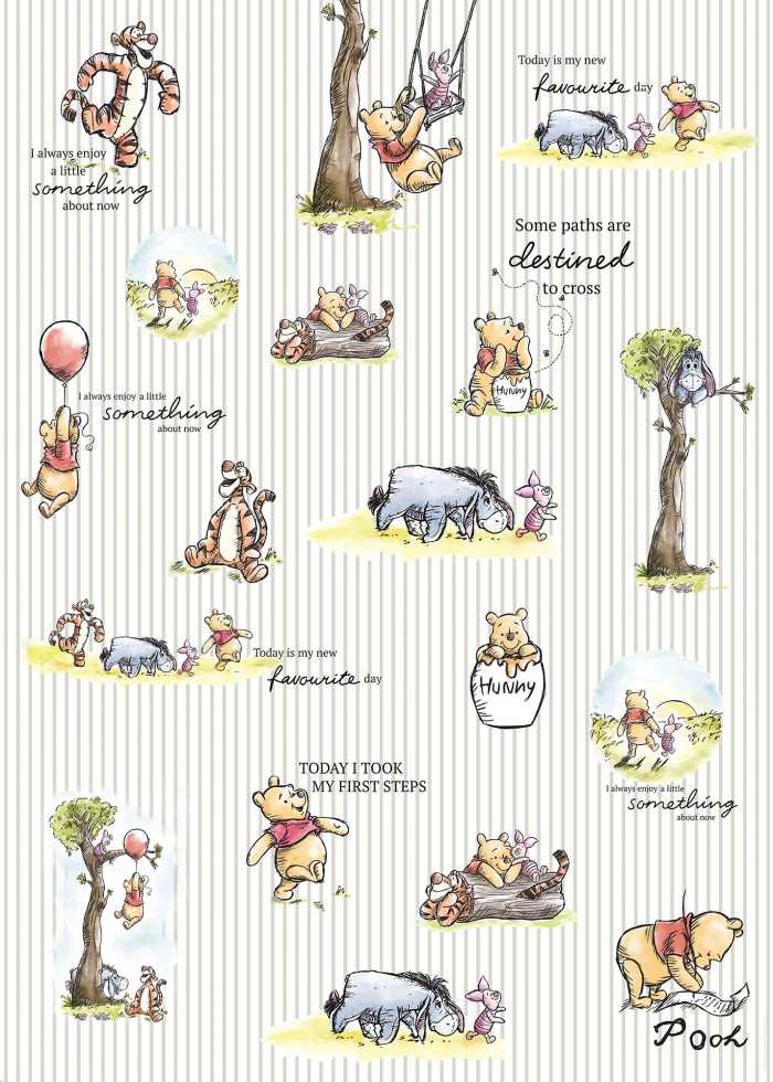 Photo murale intissé impression numérique Winnie the Pooh Stripes