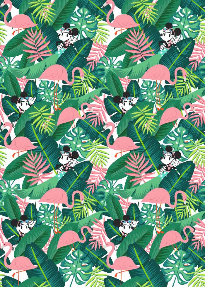 Photo murale intissé impression numérique Minnie Tropical