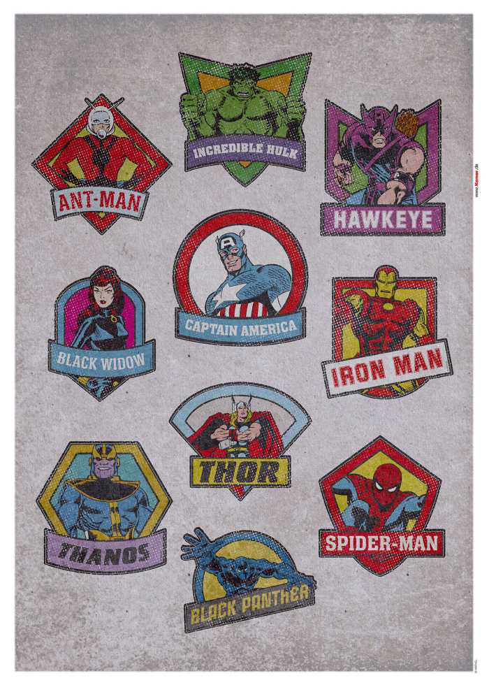 Sticker mural Avengers  Classic Badges