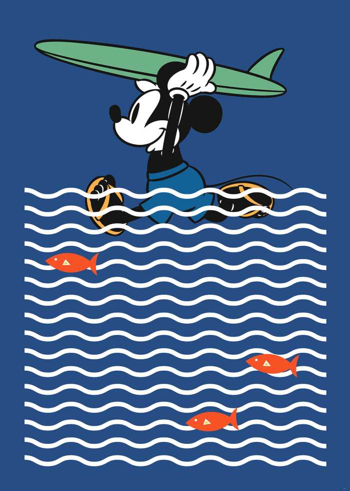 Photo murale intissé impression numérique Mickey gone Surfin'