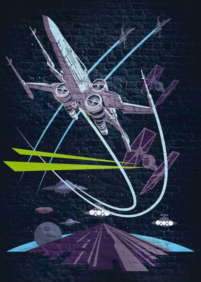 Photo murale intissé impression numérique Star Wars Classic Concrete X-Wing