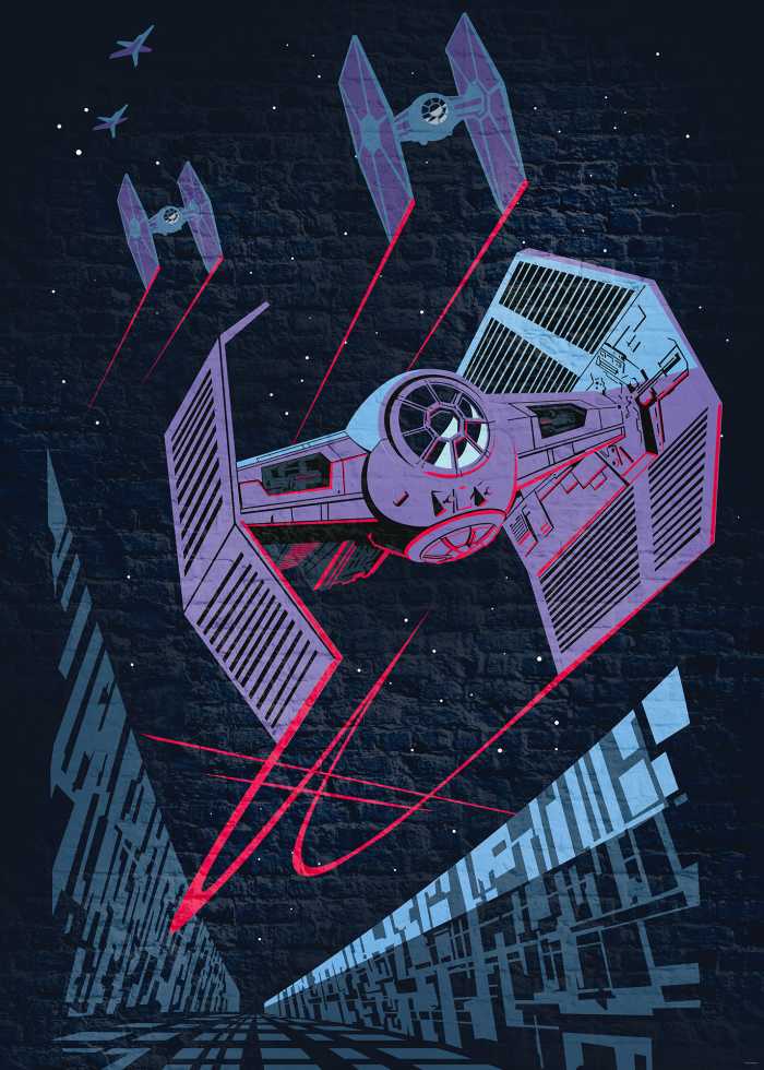Photo murale intissé impression numérique Star Wars Classic Concrete TIE-Fighter