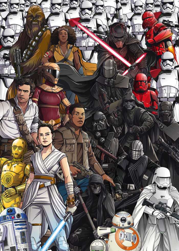Photo murale intissé impression numérique Star Wars Retro Cartoon