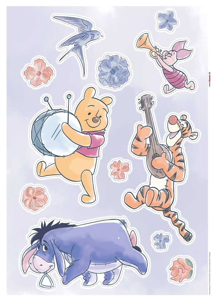 Sticker mural Winnie the Pooh - Flowers & Music