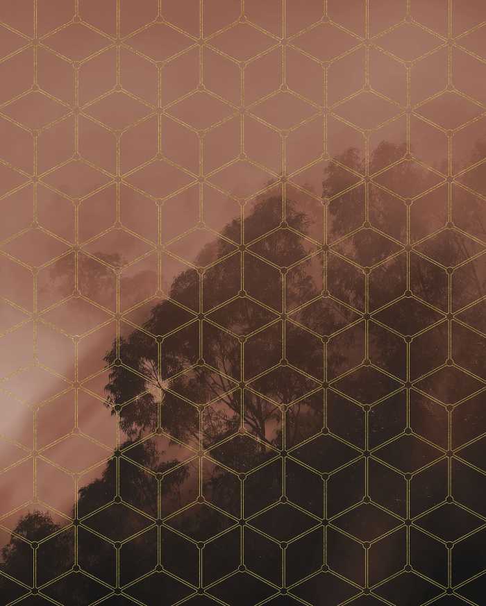 Photo murale intissé impression numérique Golden Grid