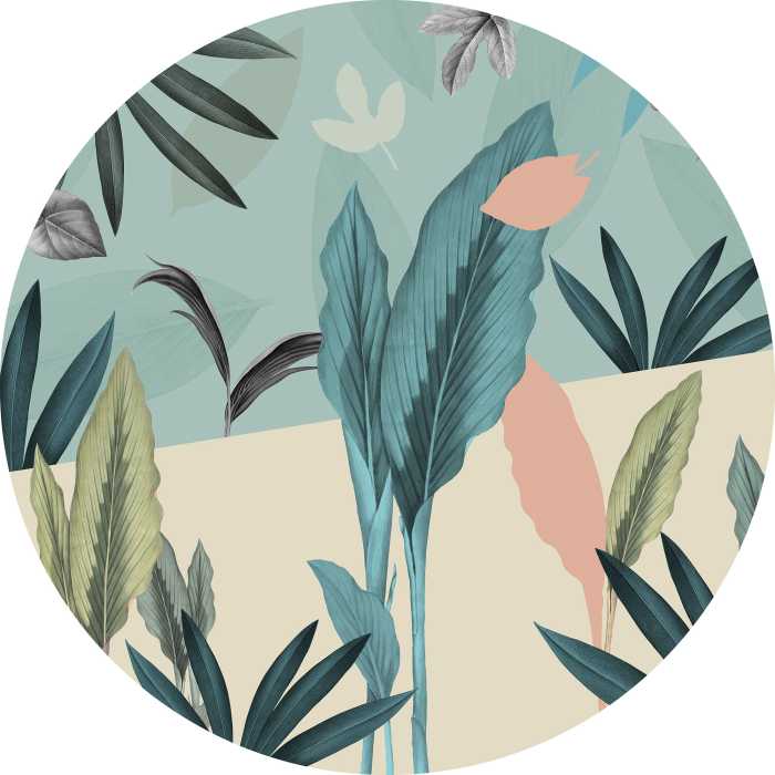 Photomural rond Pale Leaves