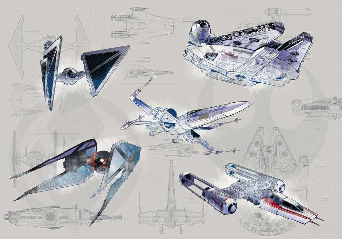 Photo murale intissé impression numérique Star Wars Blueprint Light