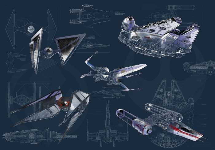 Photo murale intissé impression numérique Star Wars Blueprint Dark