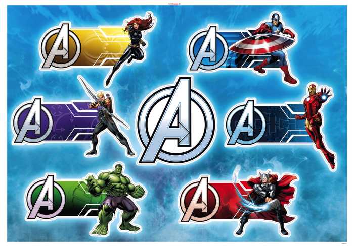 Sticker mural Avengers Plates