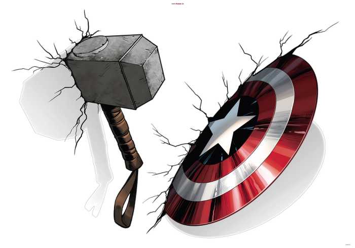 Sticker mural Avengers Hammer & Shield