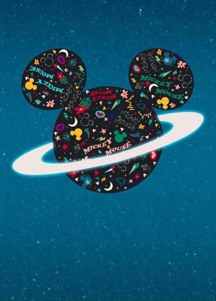 Photo murale intissé impression numérique Planet Mickey