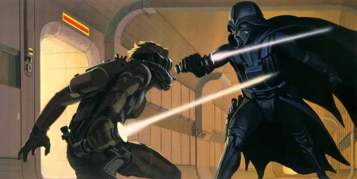 Photo murale intissé impression numérique Star Wars Classic RMQ Vader vs Luke