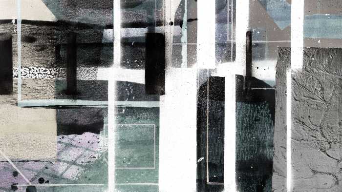 Photo murale intissé impression numérique Cuboids Linedup grey-green