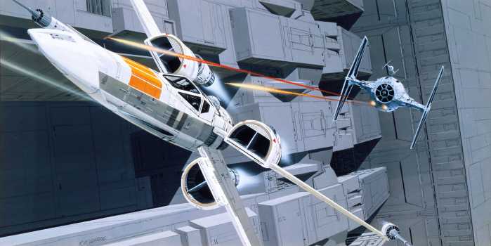 Photo murale intissé impression numérique Star Wars Classic RMQ X-Wing vs TIE-Fighter