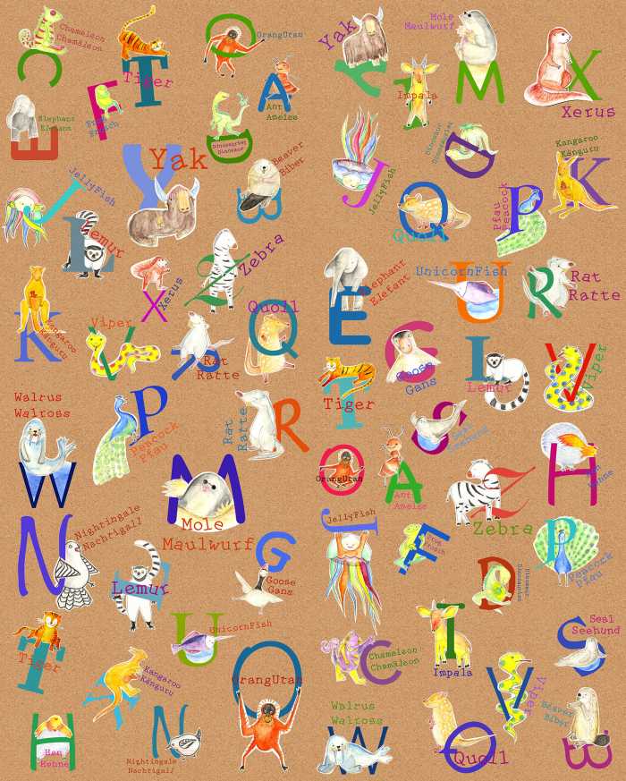 Photo murale intissé impression numérique Animals A-Z
