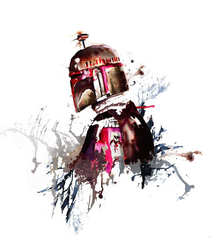 Photo murale intissé impression numérique Star Wars Watercolor Boba Fett