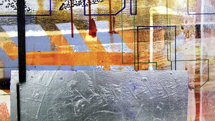Photo murale intissé impression numérique Alleys Rainy bleu-orange