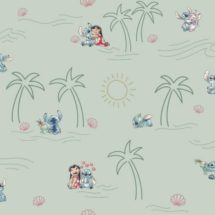 Papier peint Disney Lilo and Stitch Beach Love