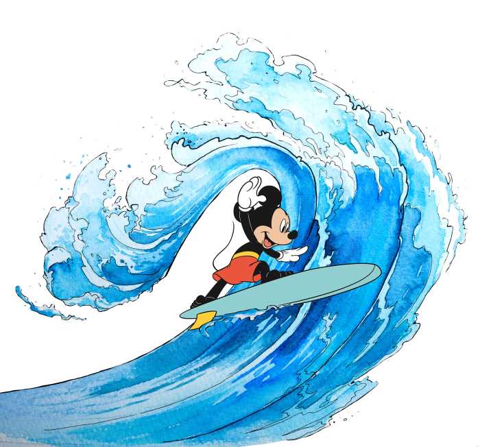 Photo murale intissé impression numérique Mickey Surfing