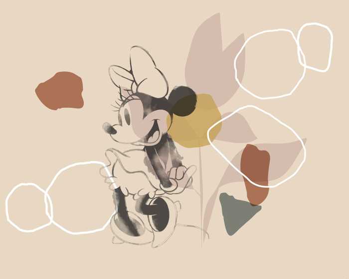 Photo murale intissé impression numérique Minnie Soft Shapes
