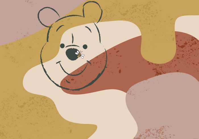 Photo murale intissé impression numérique Winnie the Pooh Bee