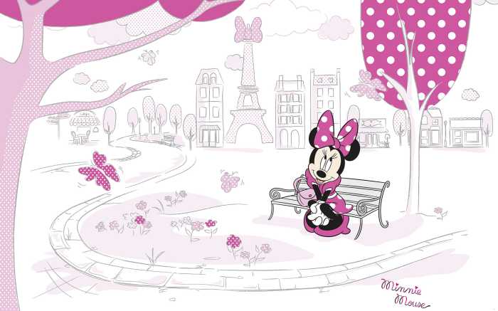 Photo murale intissé impression numérique Minnie in Paris