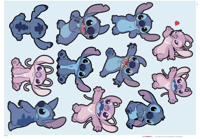Sticker mural Disney Stitch and Angel Happy