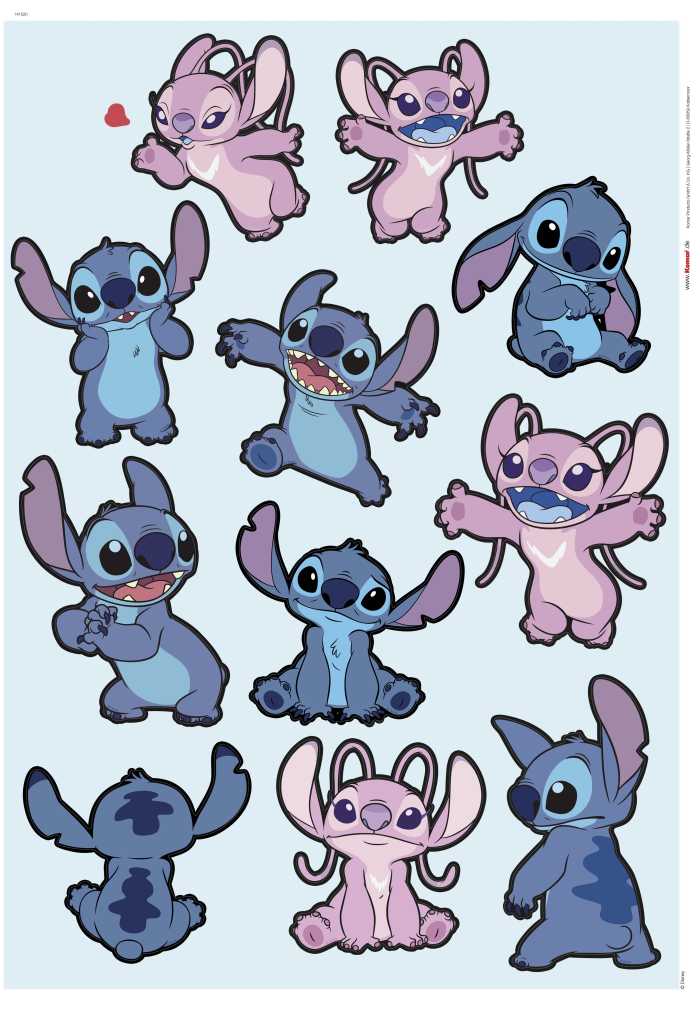 Sticker mural Disney Stitch and Angel Happy