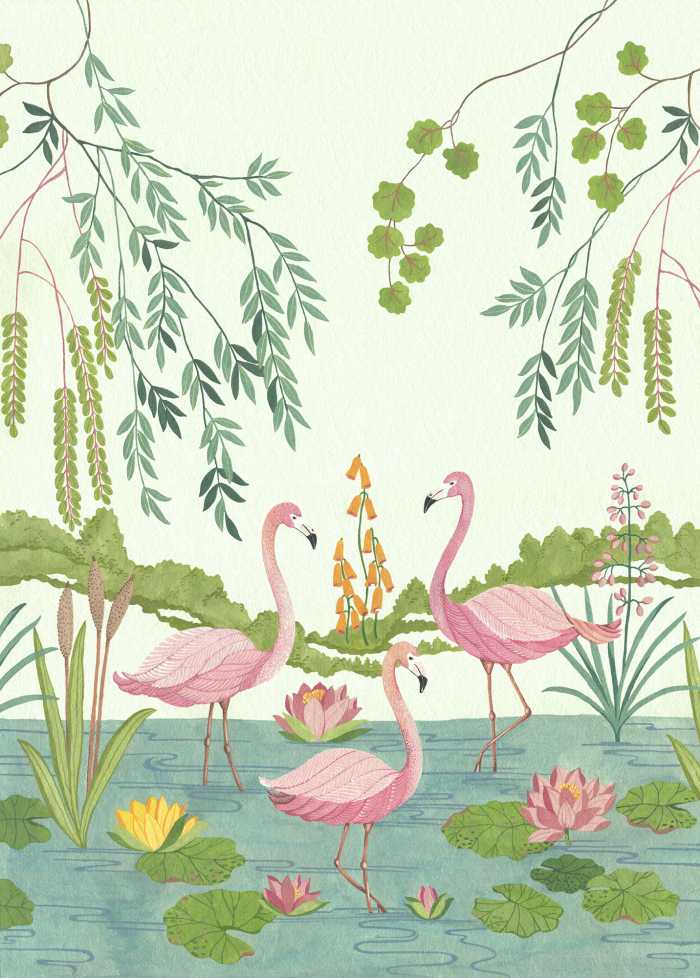 Photo murale intissé impression numérique Flamingo Vibes