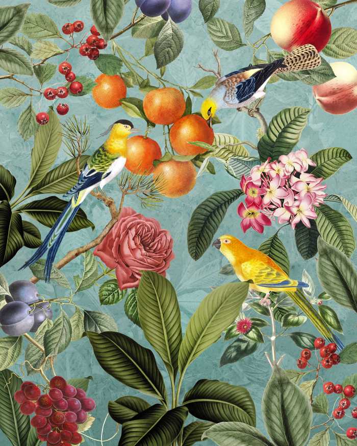 Photo murale intissé impression numérique Birds and Berries