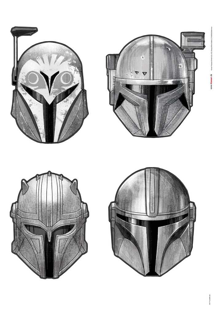Sticker mural Star Wars The Mandalorian Helmets