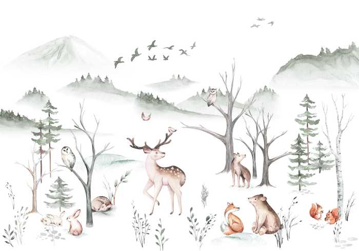 Photo murale intissé impression numérique Cozy Woods