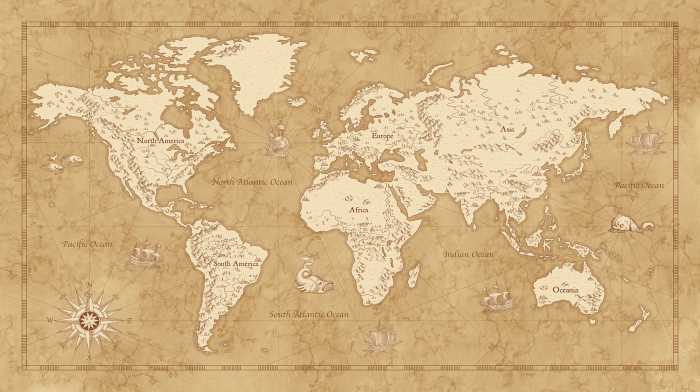 Photo murale intissé impression numérique Vintage World Map