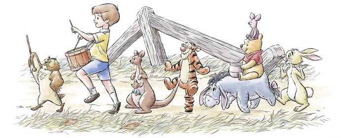 Photo murale intissé impression numérique Disney Winnie the Pooh Walk Along Another Path