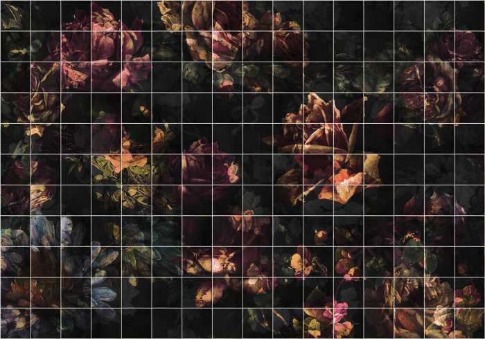 Photo murale intissé impression numérique Tiles Flowers