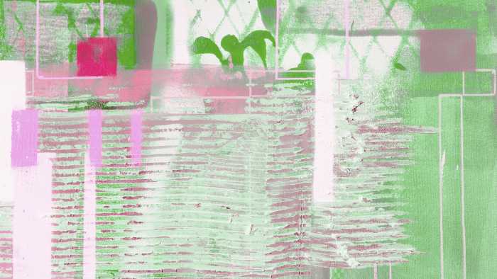 Photo murale intissé impression numérique Rhombus Hiding rose-green